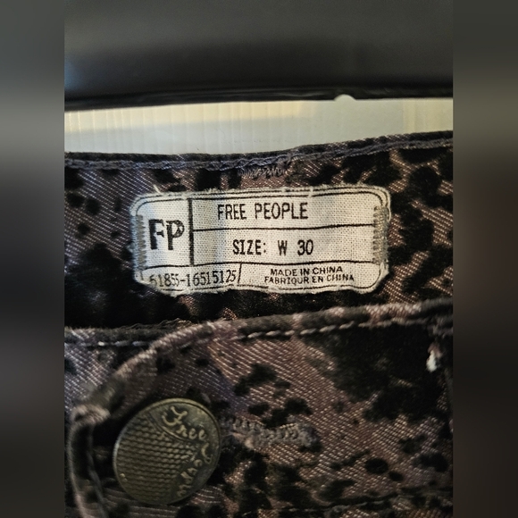 FREE PEOPLE 5-Pocket CHARCOAL Black Combo SKINNY Pant STRETCH Size 30 - Picture 2 of 3